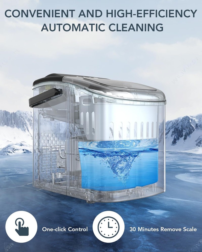 Countertop Ice Maker, High Efficiency Portable Ice Maker,Self-Cleaning Ice Maker