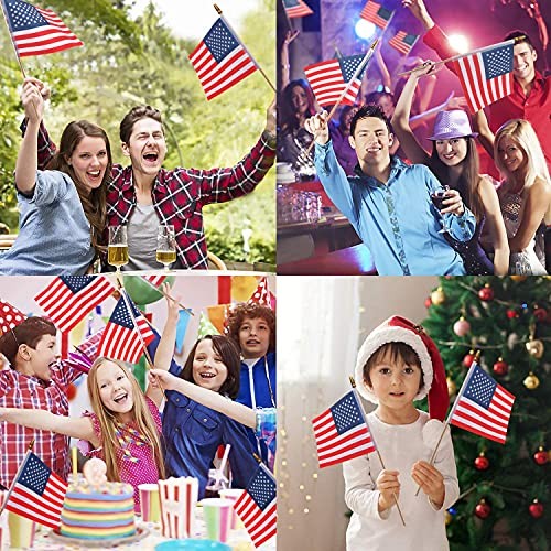 Small American Flags on Stick,65 American Flags Hand Held Mini Red White Blue