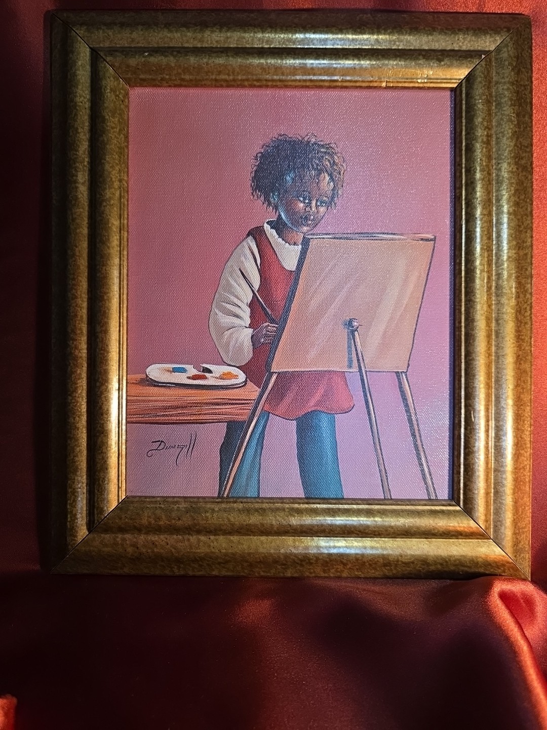 ELAINE DUNGILL AFRICAN GIRL Painting On Easel GICLEE ON CANVAS PAINTING