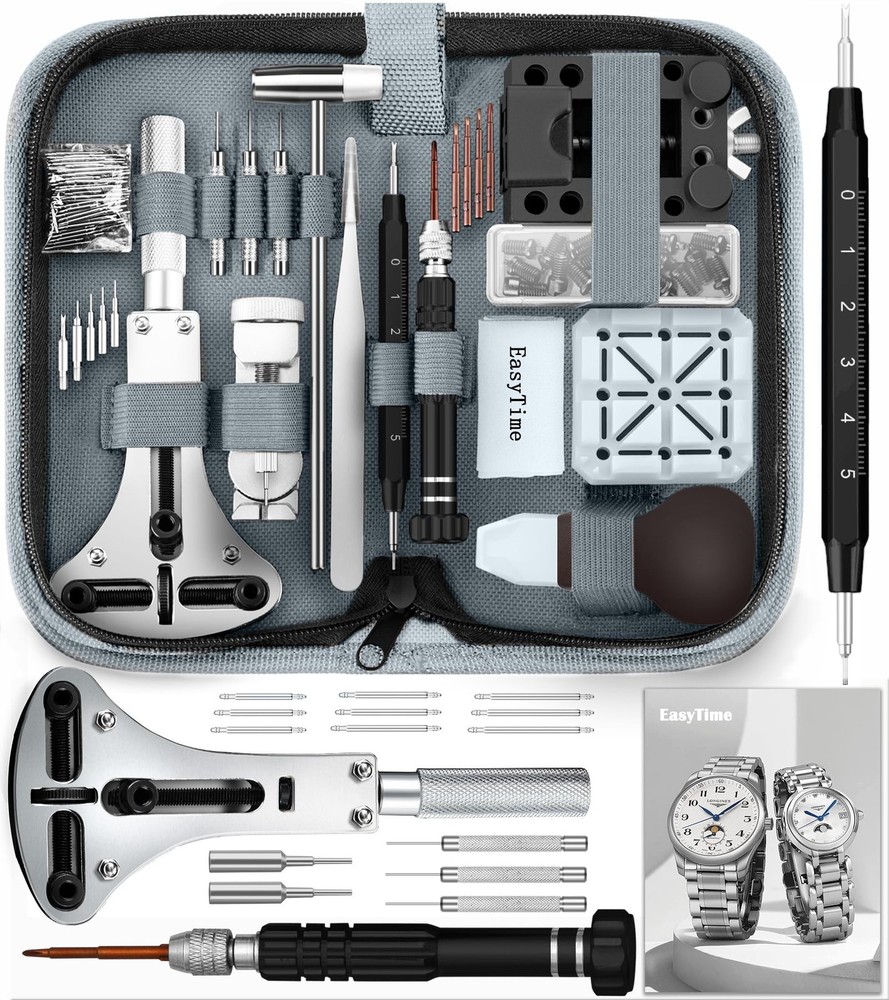 EasyTime Watch Repair Tool Kit: Professional Link Removal Resizing Grey