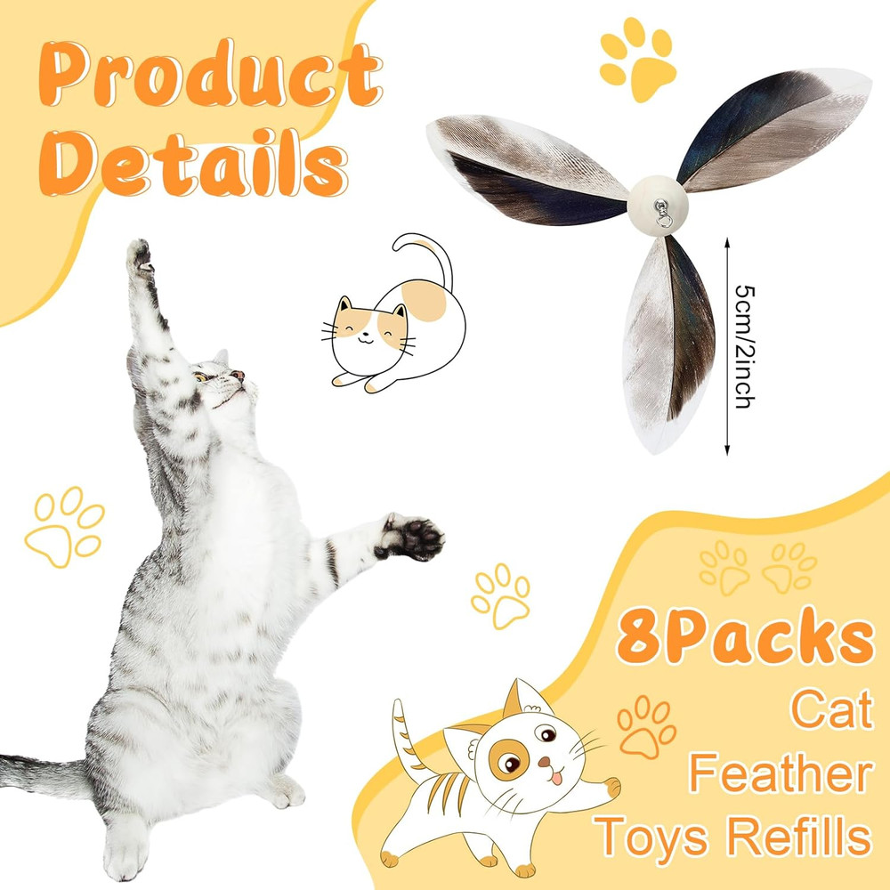 8 Pcs Cat Feather Propeller Refills Propeller Interactive Cat Toy Refills Kitten
