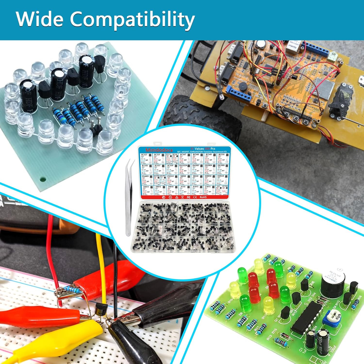 31 Kinds 580Pcs Assorted Type General Purpose TO92 Transistors PNP NPN Bipolar P