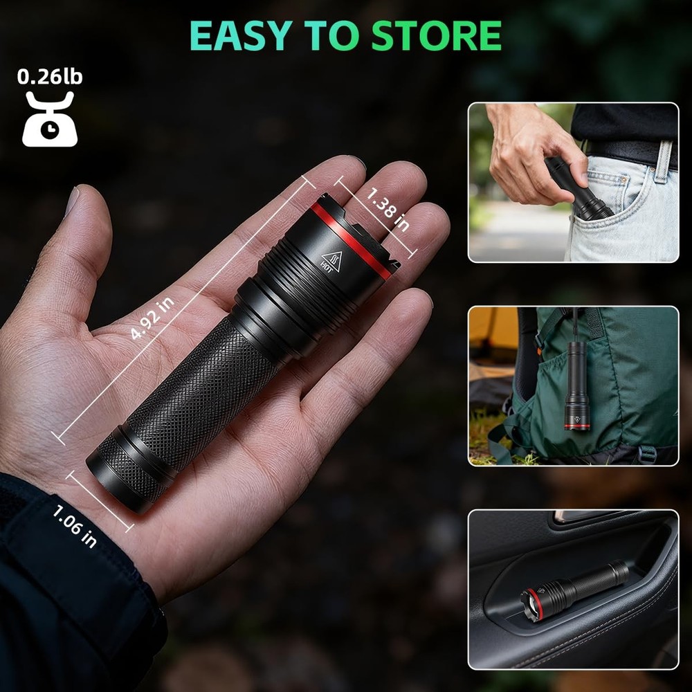 6Pack Rechargeable Flashlights High Lumens, Small Flashlight Powerful, Mini LED