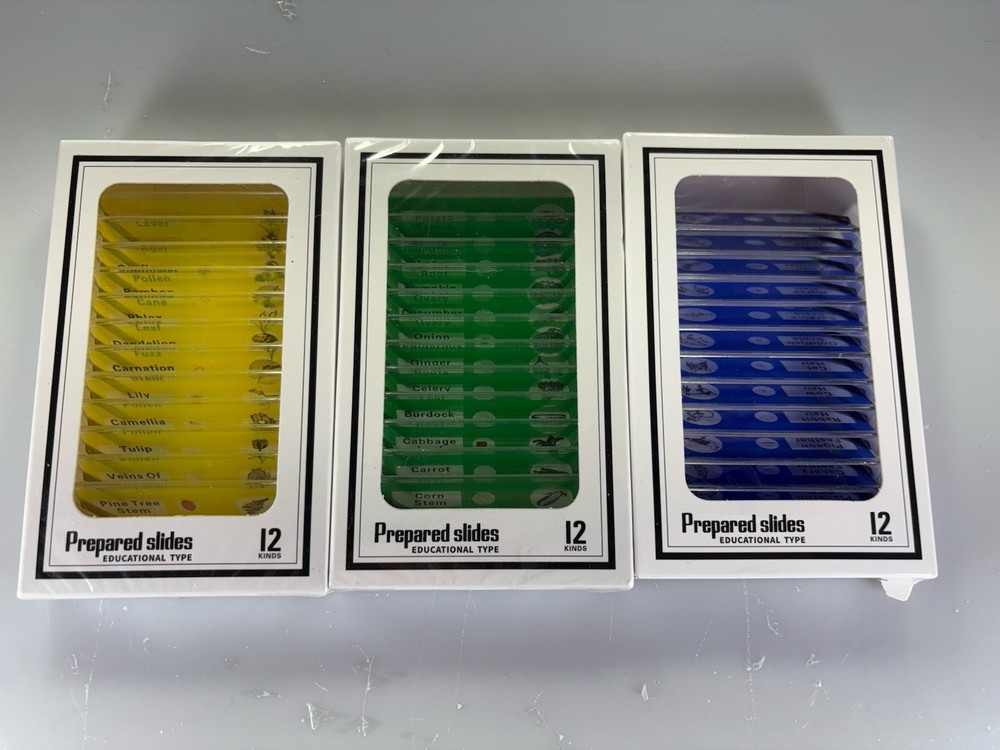 NEW (36) Lot Educational Type Prepared Microscope Slides - Plastic - DIY-Science
