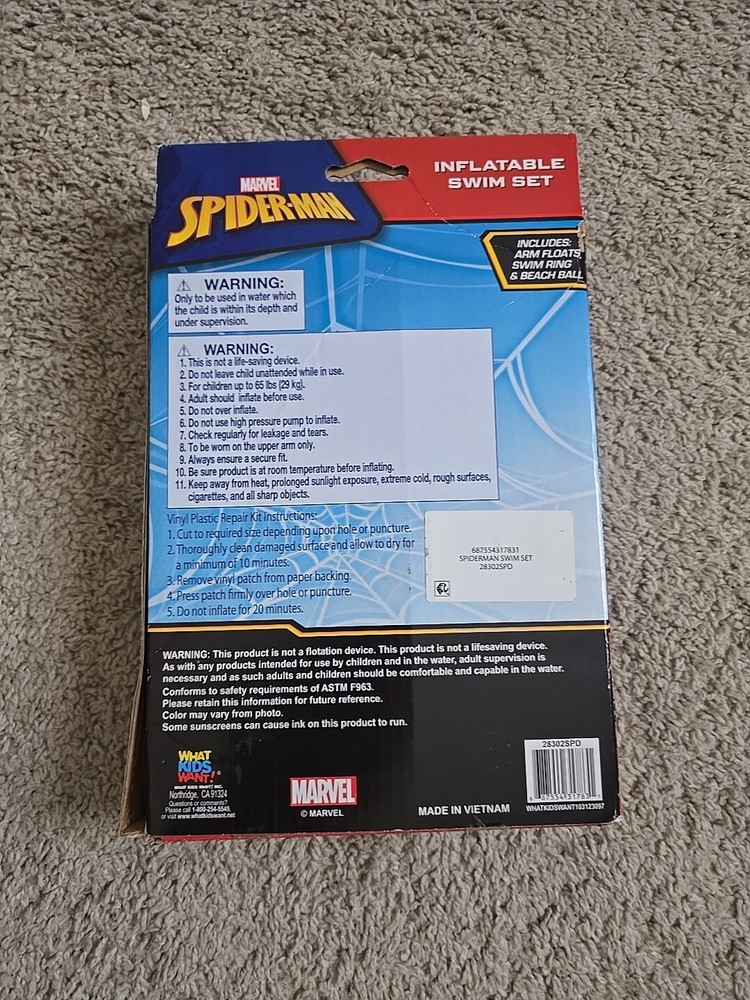 MARVEL SPIDER-MAN INFLATABLE SWIM SET WITH ARM FLOATIES, SWIM RING & BEACH BALL