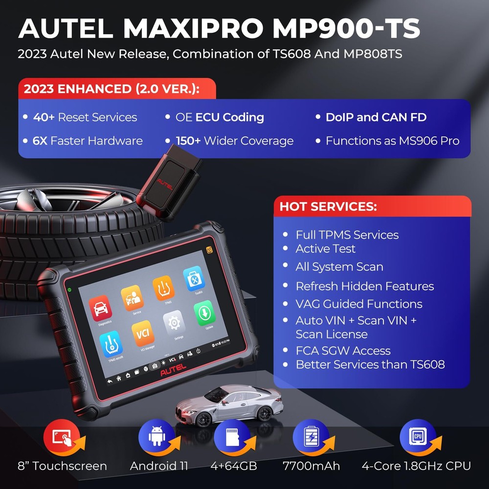Autel MaxiPRO MP900TS MP900-TS TPMS Programming ECU Coding Bidirectional Scanner
