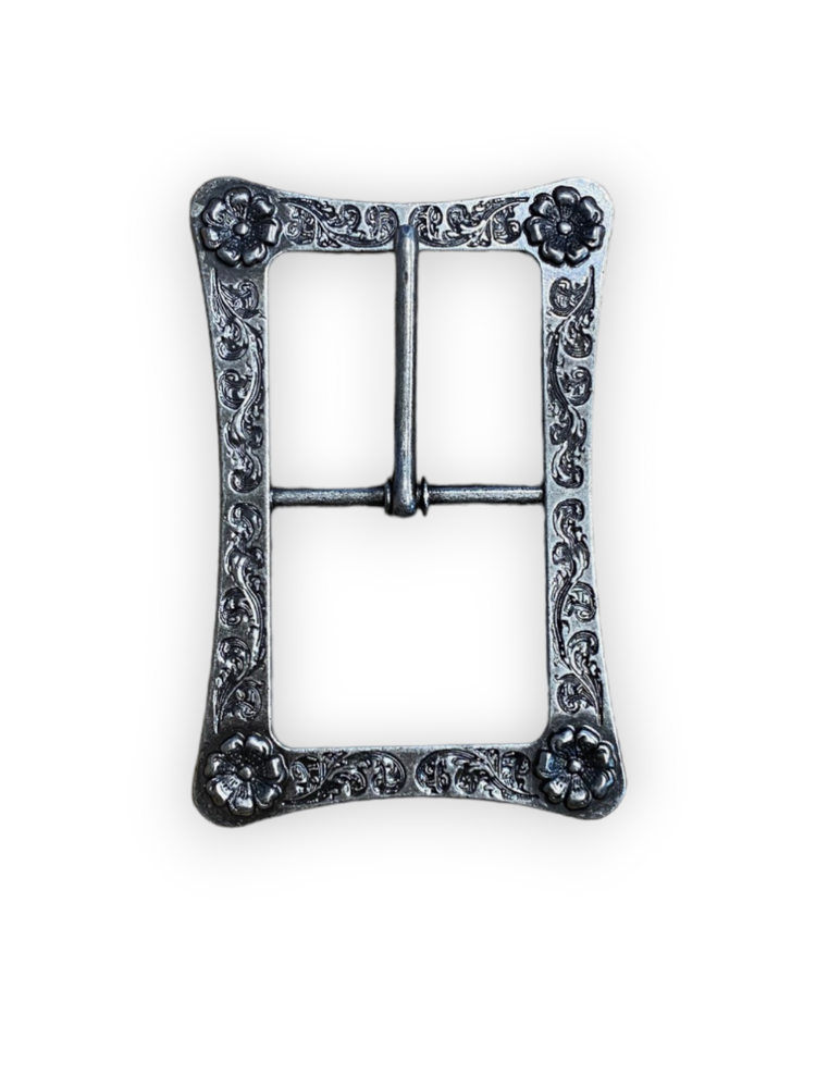 Trigg Leather Large Square Floral Buckle