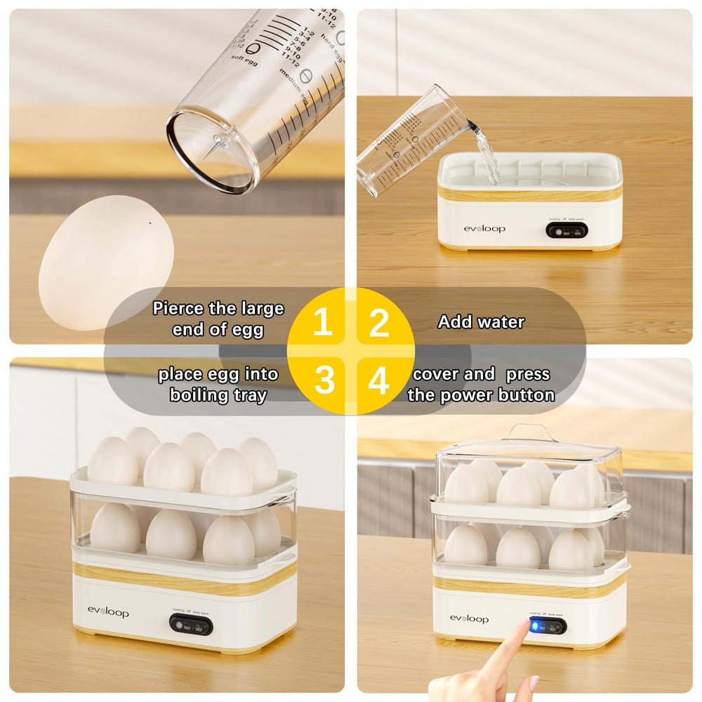 Rapid Egg Cooker Electric for 12 Eggs Soft Medium Hard Boiled