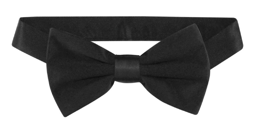 100% SILK BOWTIE SOLID BLACK Color Mens Bow Tie for Tuxedo or Suit