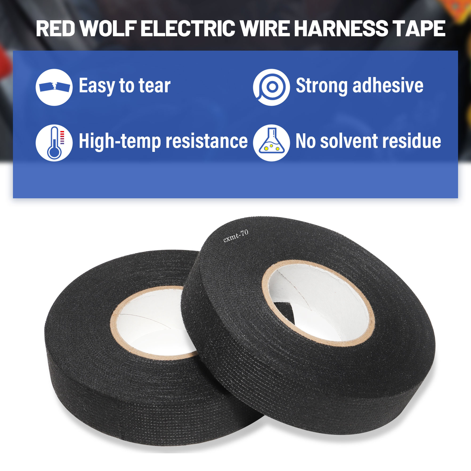 2 Rolls Wire Harness Tape Felt Cloth High Temp Electric Insulation Adhesive Tape