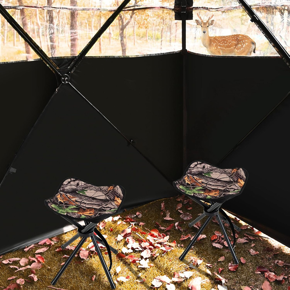 2 Pack Camouflage Hunting Stool, Heavy-Duty 4 Legged Folding Stool with Carrying