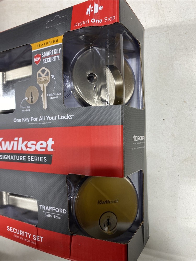 Kwikset Trafford Keyed Entry Handle and Single Cylinder Deadbolt Combo Pack