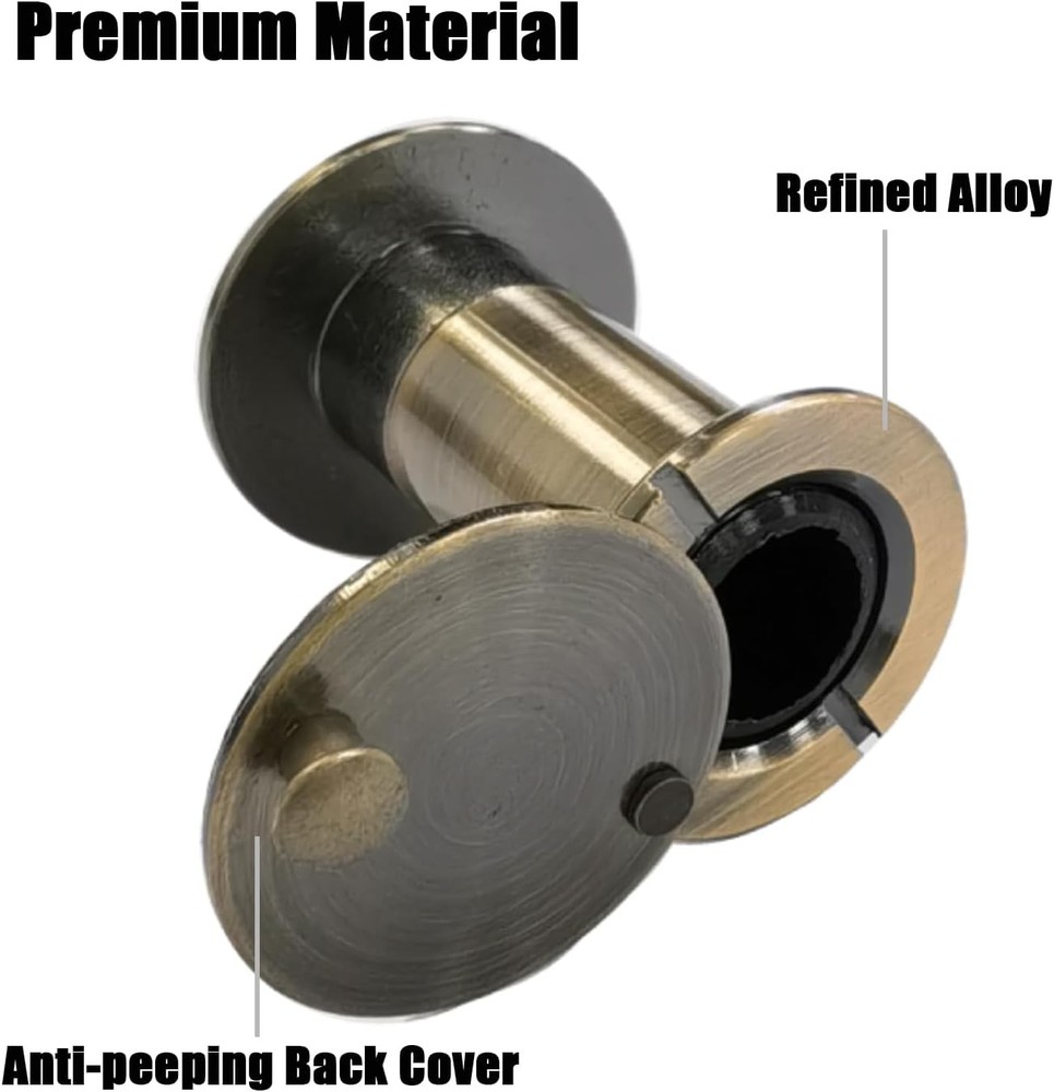 Door Viewer with 16mm Drill Bit, Solid Brass Peephole 200-degree View, Bronze