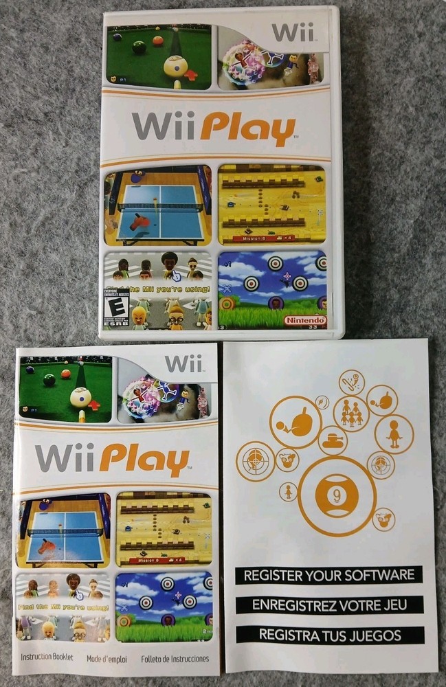 Nintendo Wii Play Empty Case with Manual & Inserts – Replacement Authentic OEM