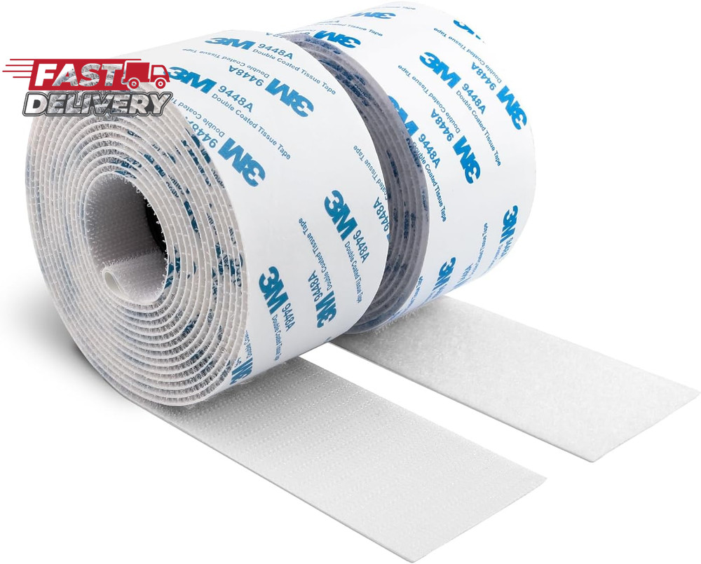 3M Hook and Loop Self Adhesive Tape 2" X 20Ft Length 9448A Sticky Back Interlock