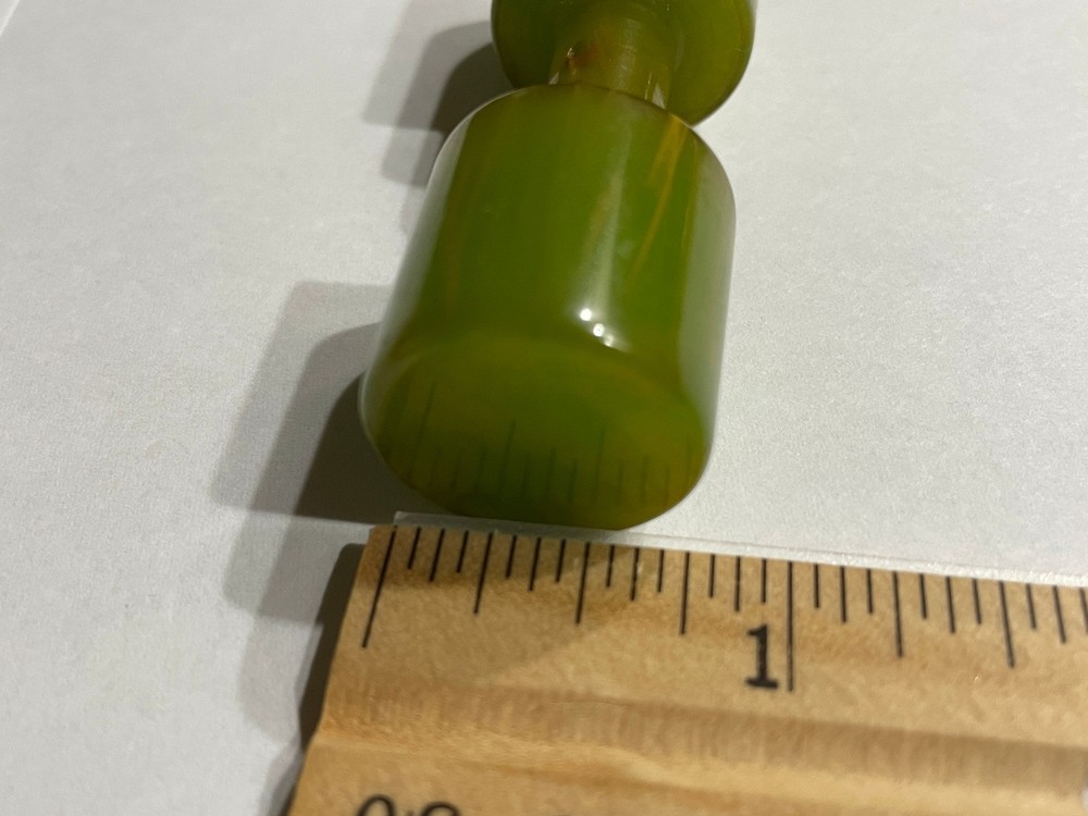 HUGE Bakelite Toggle Barbell Buttons (THREE). Marbled Green. 1940s