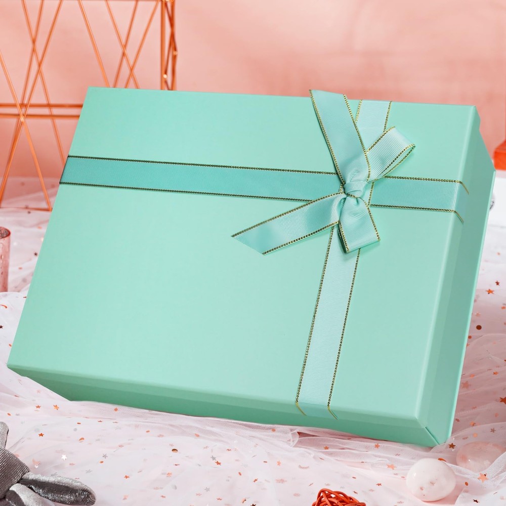Green Gift Boxes with Lids for Presents, 2 Pack 13"x10"x5" Large Gift Boxes, ...