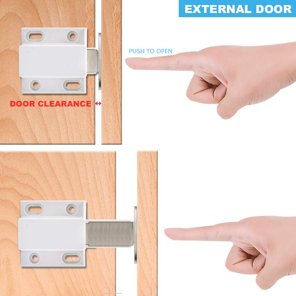 10 Pack Magnetic Push Latch Catch to Open Pressure Touch White
