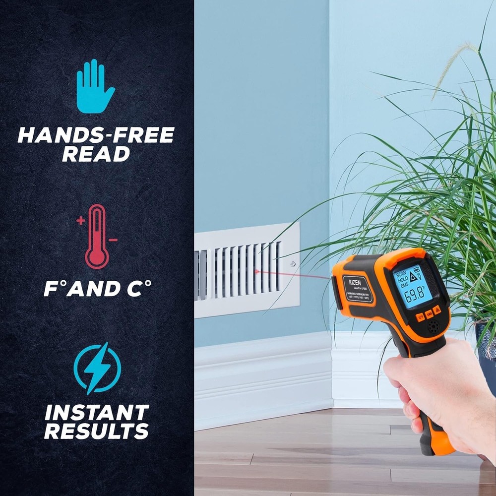 Infrared Thermometer Gun Digital Surface Temp Reader for Grill Oven Engine