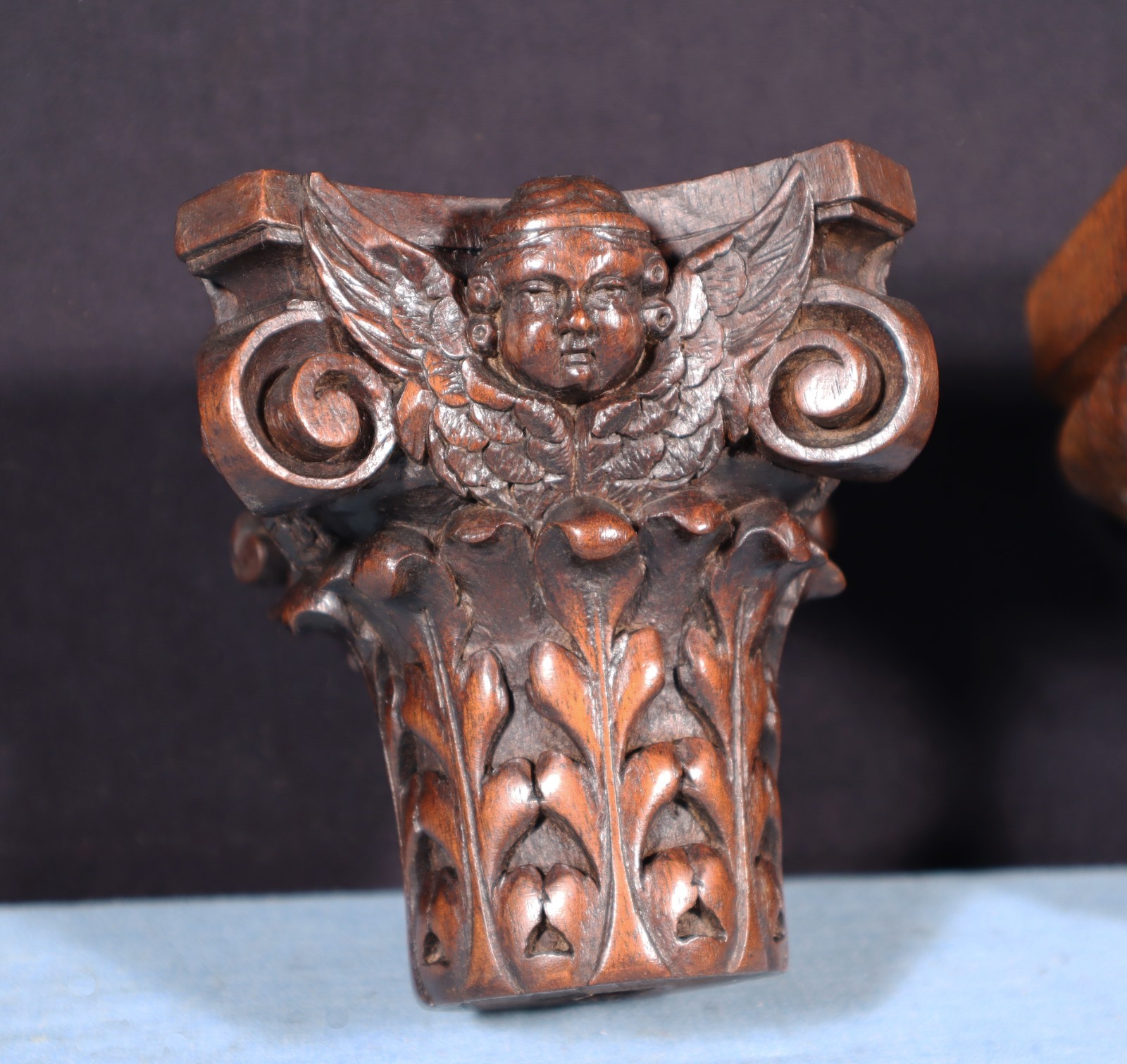 Two French Antique Highly Carved Trim/Corbels Solid Oak and Walnut Wood