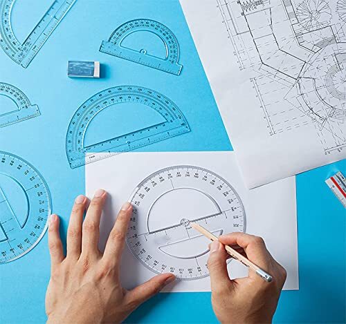 360 Degree Protractor 6 Inch Diameter Plastic Math Protractors Circle Protrac...
