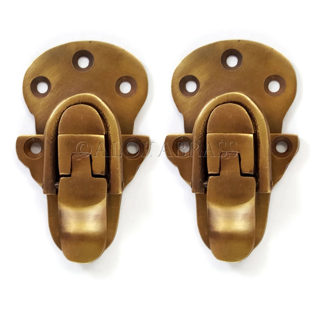 2 solid brass large Trunk Catch Hasp latch for Suitcase box old Style Lock 8.5cm