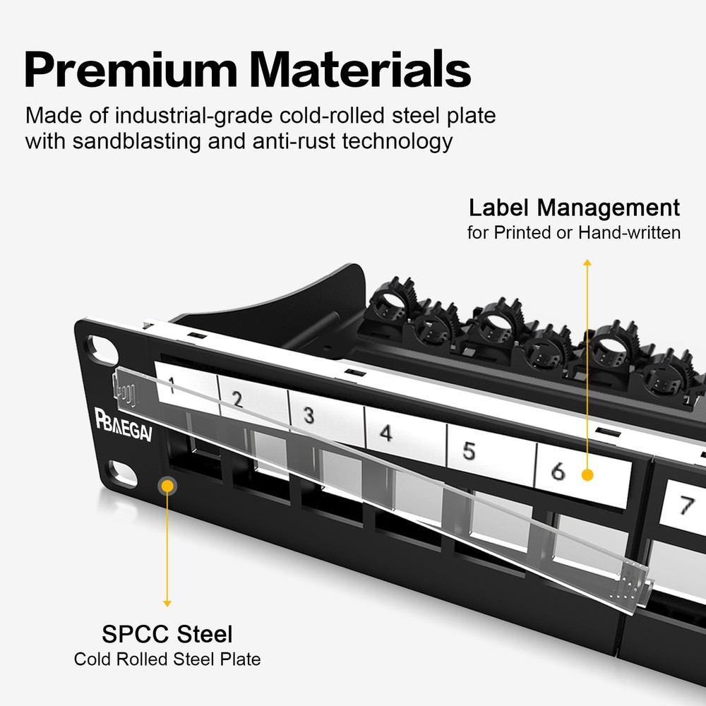 12 Port Patch Panel Blank UTP/STP 1U 19“ Keystone Patch Panel with Cable Mana...