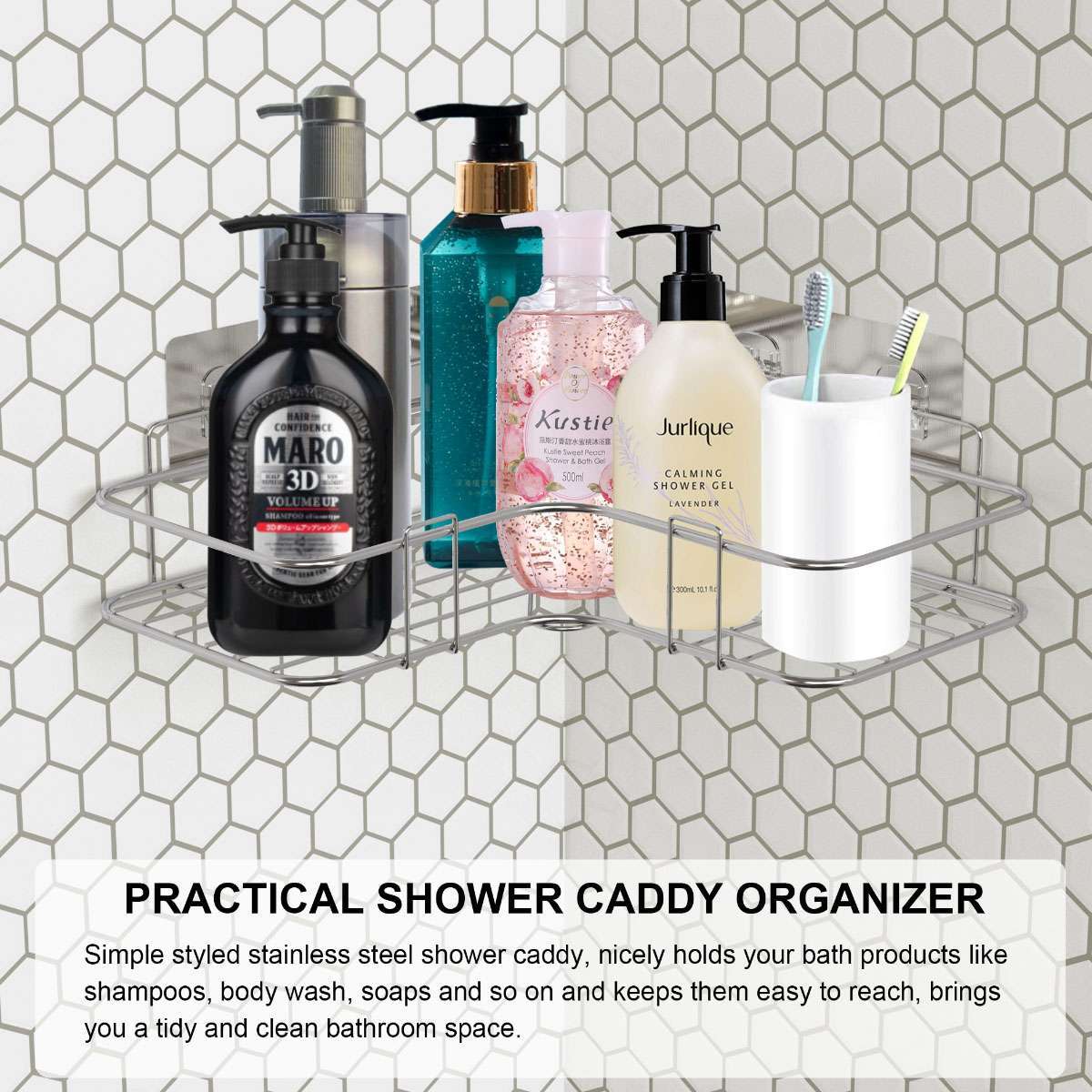 Shower Caddy Shelf Bathroom Corner Bath Storage Holder Organizer Triangular Rack