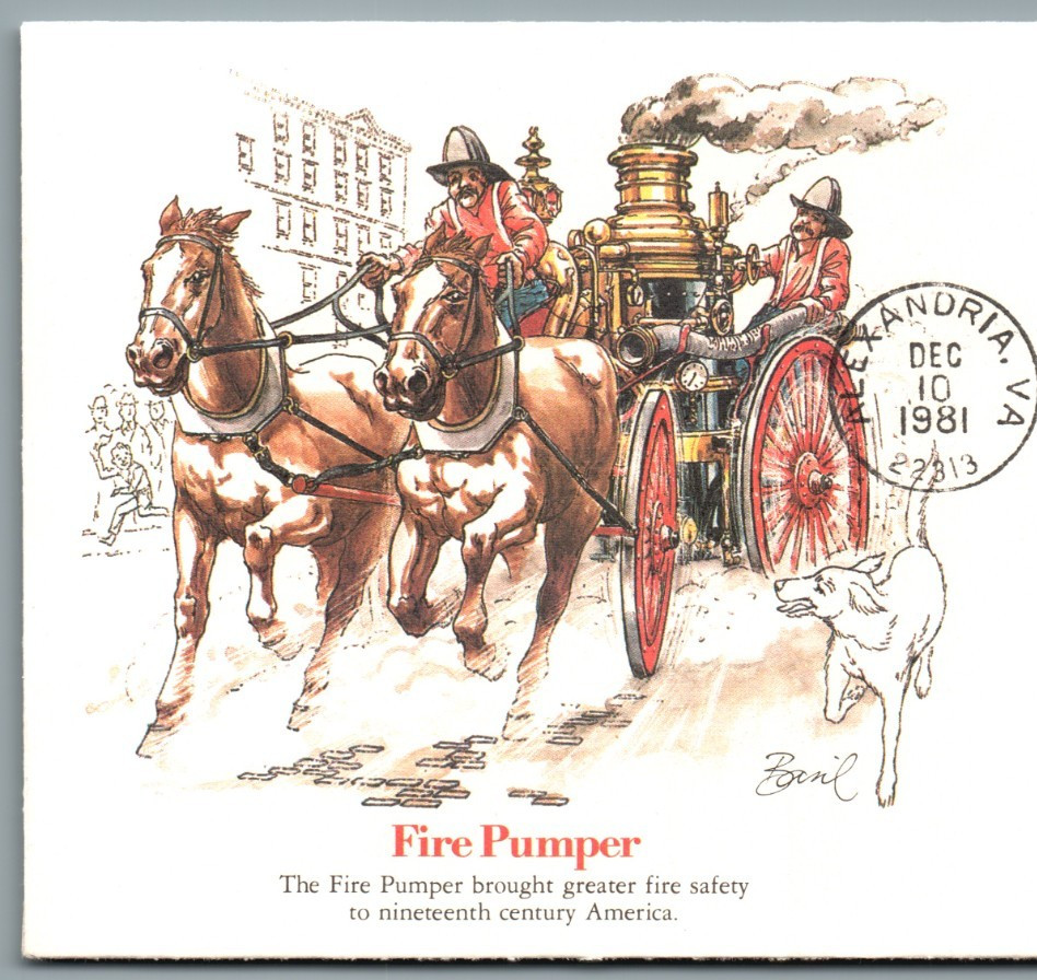 First Day Issue1981-Fire Pumper 1860s USA 20c-pB314