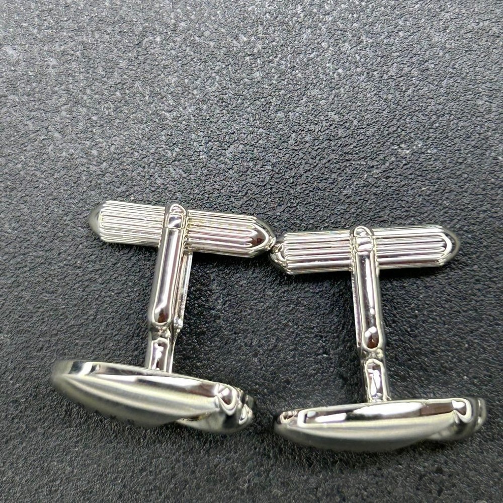 Daks Silver-Tone Cufflinks Button -USED- VG