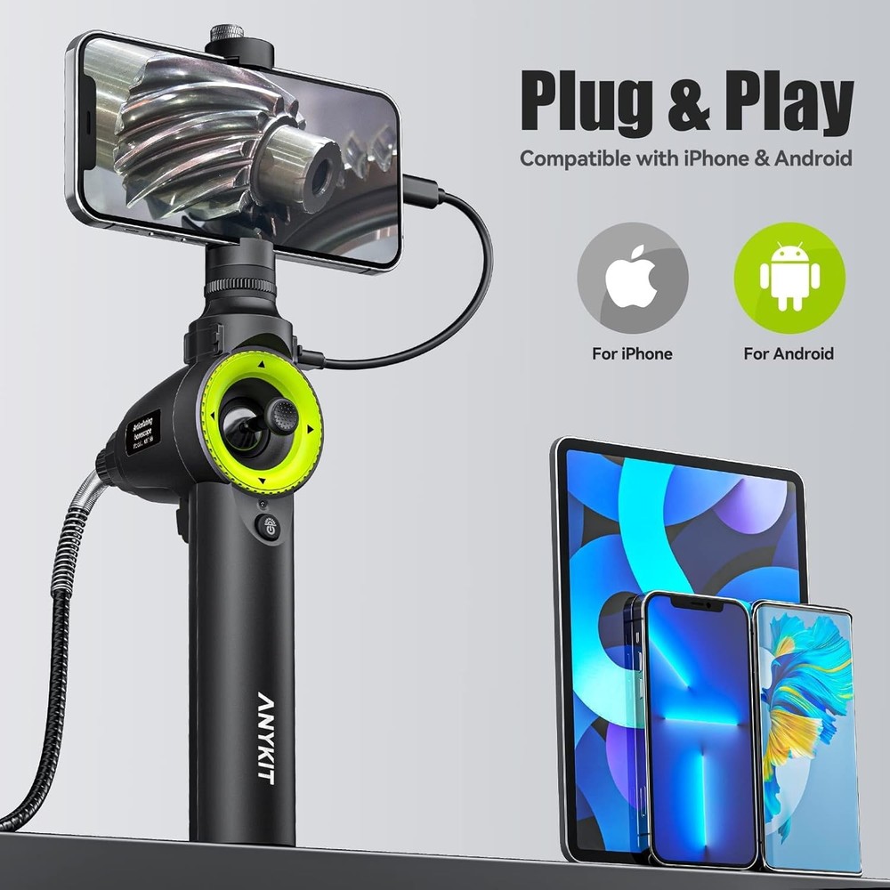 360° Articulating Borescope, Anykit Joystick Articulating Endoscope Inspection C