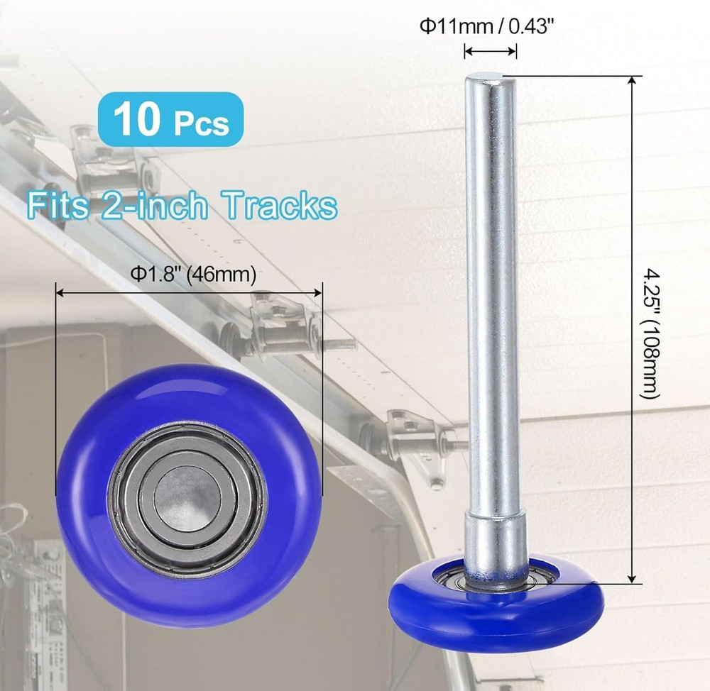 Garage Door Rollers Hinges Set Bracket Screw Wire Rope Replacement Parts Blue...