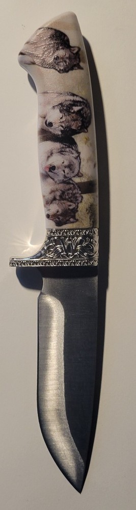 Beautiful 10" Wolf Knife Decorative Handle Sheath Collectable