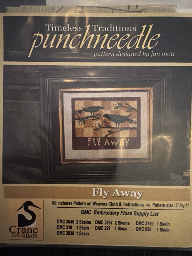 Jan Mott Fly Away Punchneedle Kit Timeless Traditions