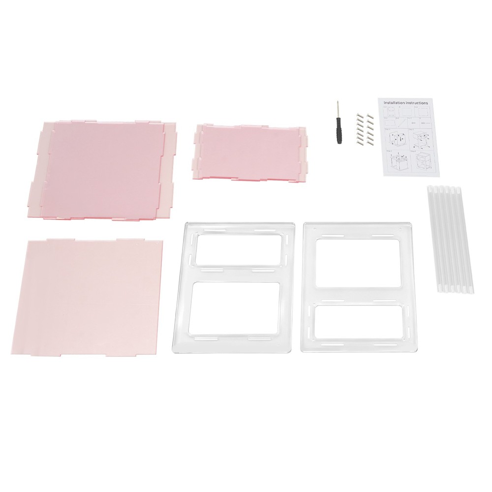 Modern Acrylic Side Table Free Standing Nightstand Pink Rectangle Storage Shelf