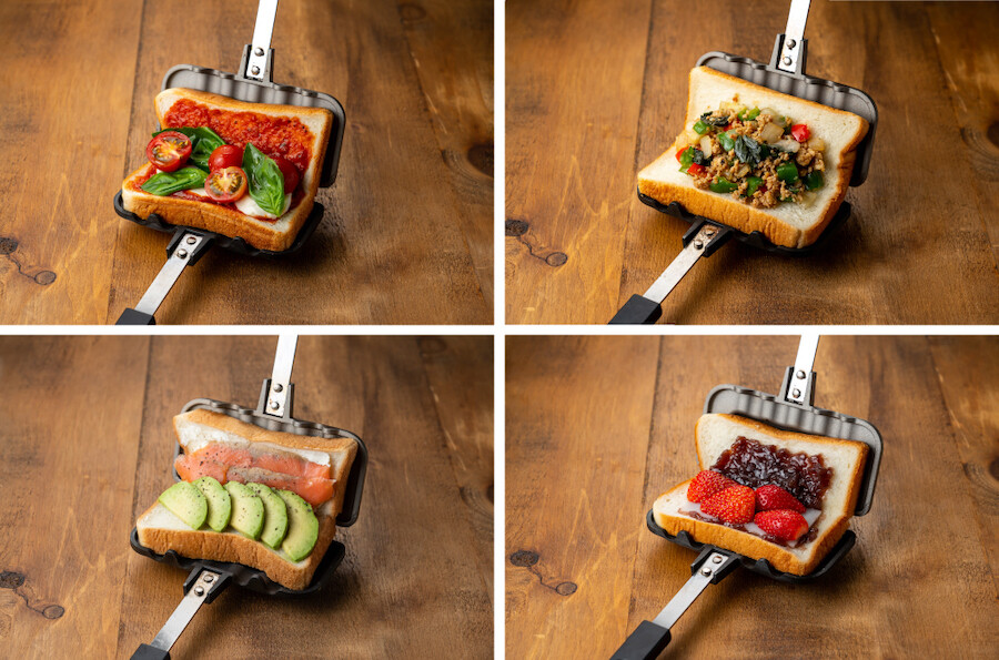 4W1H Hot Sand Solo Compact Grilled Sandwich Maker Tubame sanjo Made in Japan NEW