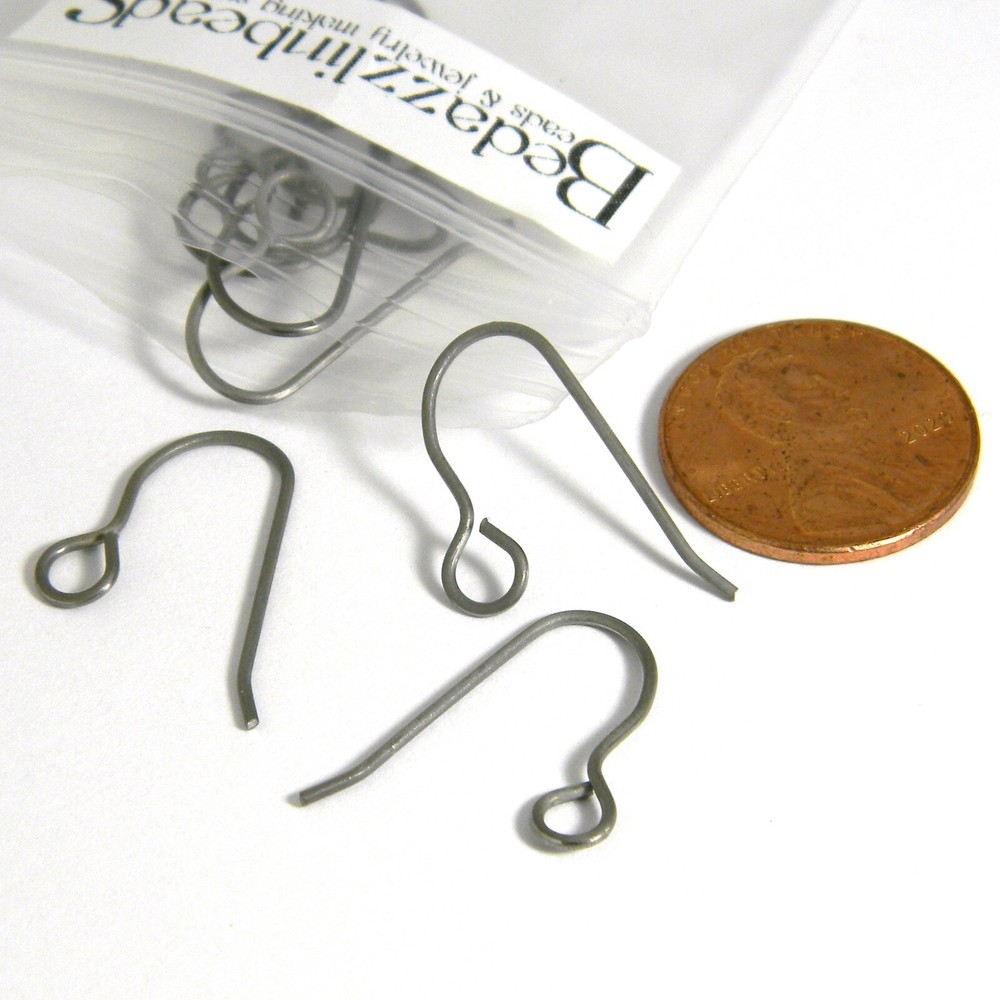 20 Silver Hypo-Allergenic Raw Titanium Fish Hook Earring Findings with Big Loop