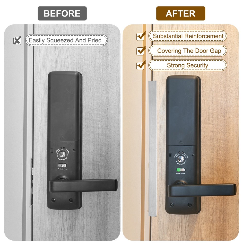 Door Lock Plate, 6 Inch Security Lock (Black)