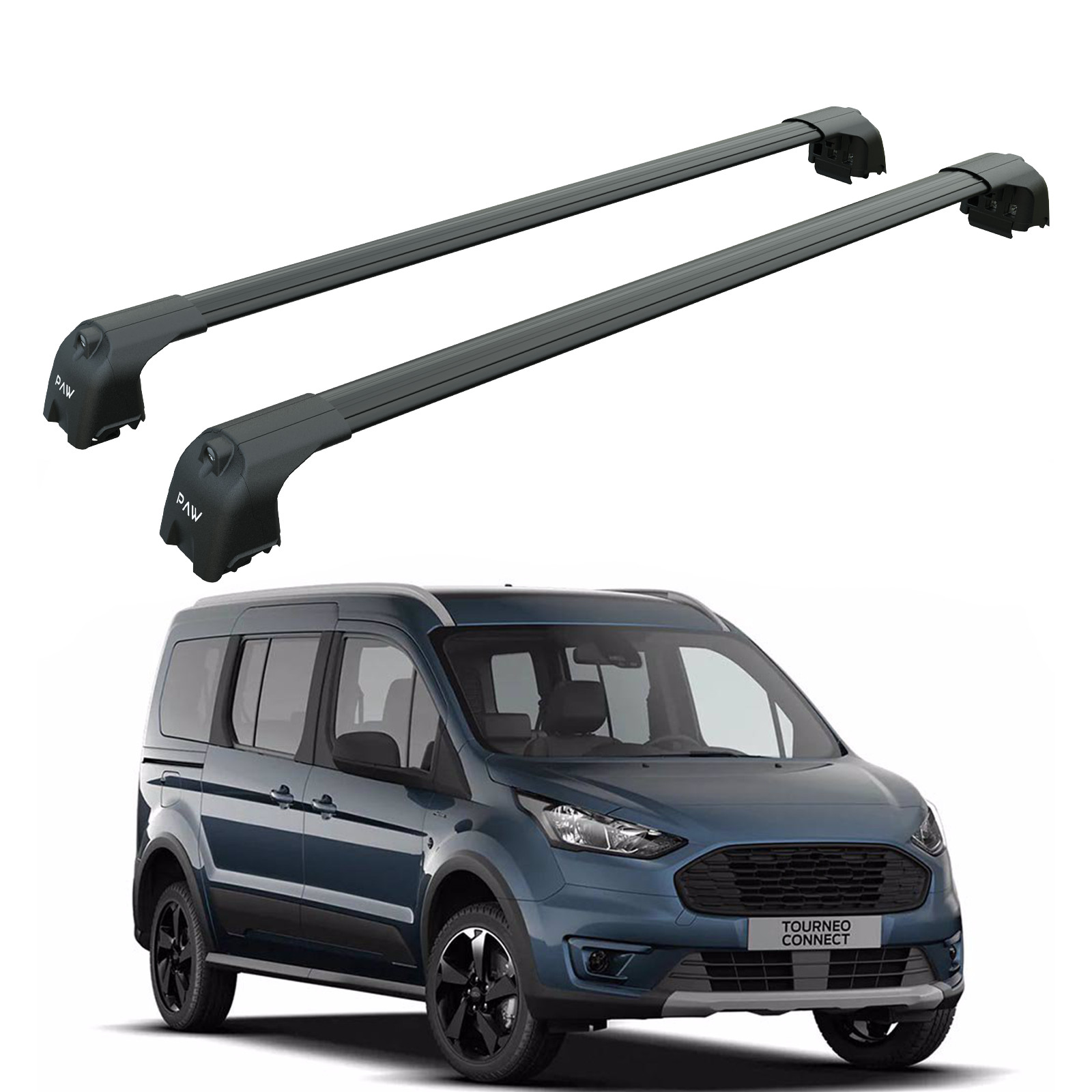 For Ford Transit Connect (2013-2023) Roof Rack Cross Bars Flush Rail, Black