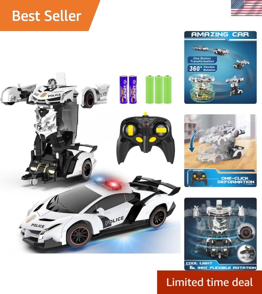 Flashing Light RC Transformer Car - 360° Rotation & Multiplayer Fun for Kids