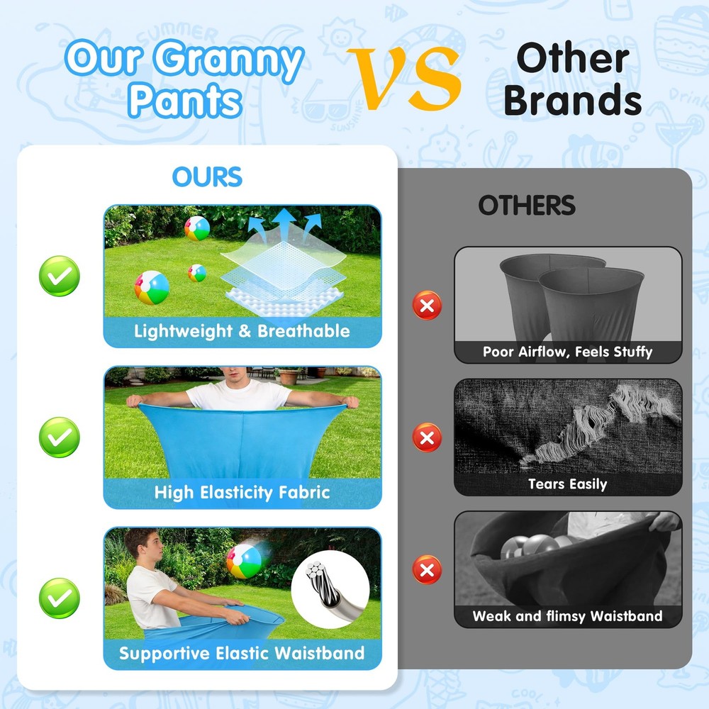 11PCS Granny Pants Yard Game Set - Oversized Blue & Blue, Yellow, Multicolor