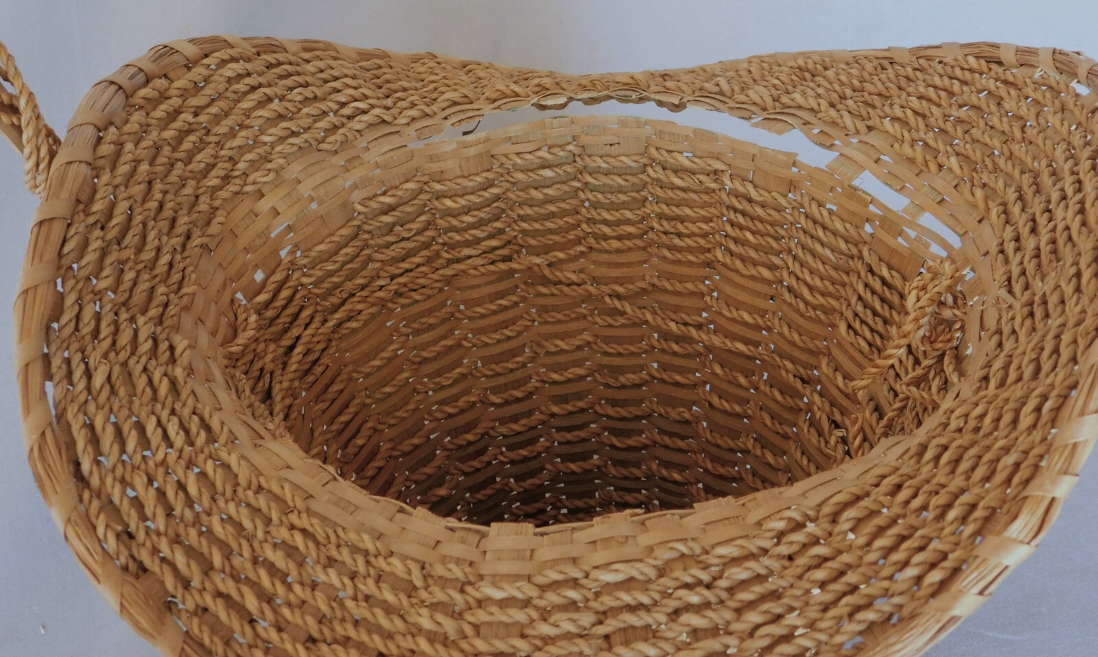 Penobscot Wabanaki Ash Splint Sweetgrass Flower Basket Swing Handle AAFA