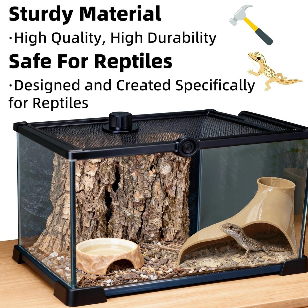 Reptile Underground Corner Cave Viewing Hide Lizard Hognose Leopard brown