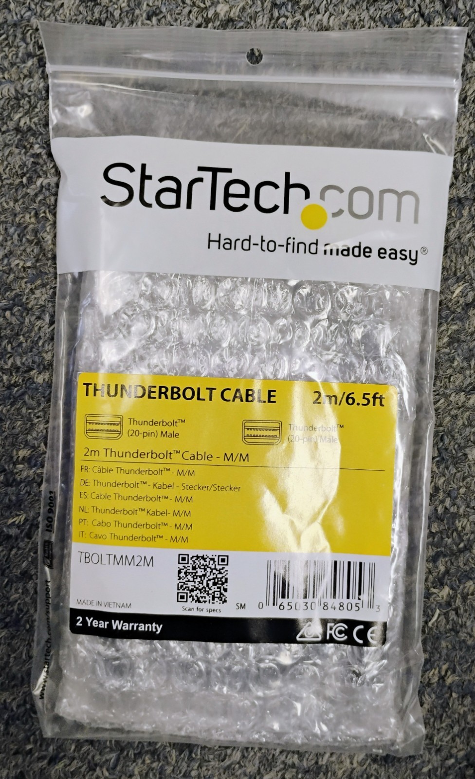 Startech.com TBOLTMM2MB Data Transfer Cable Thunderbolt2 TB2 Cable 0065030850469