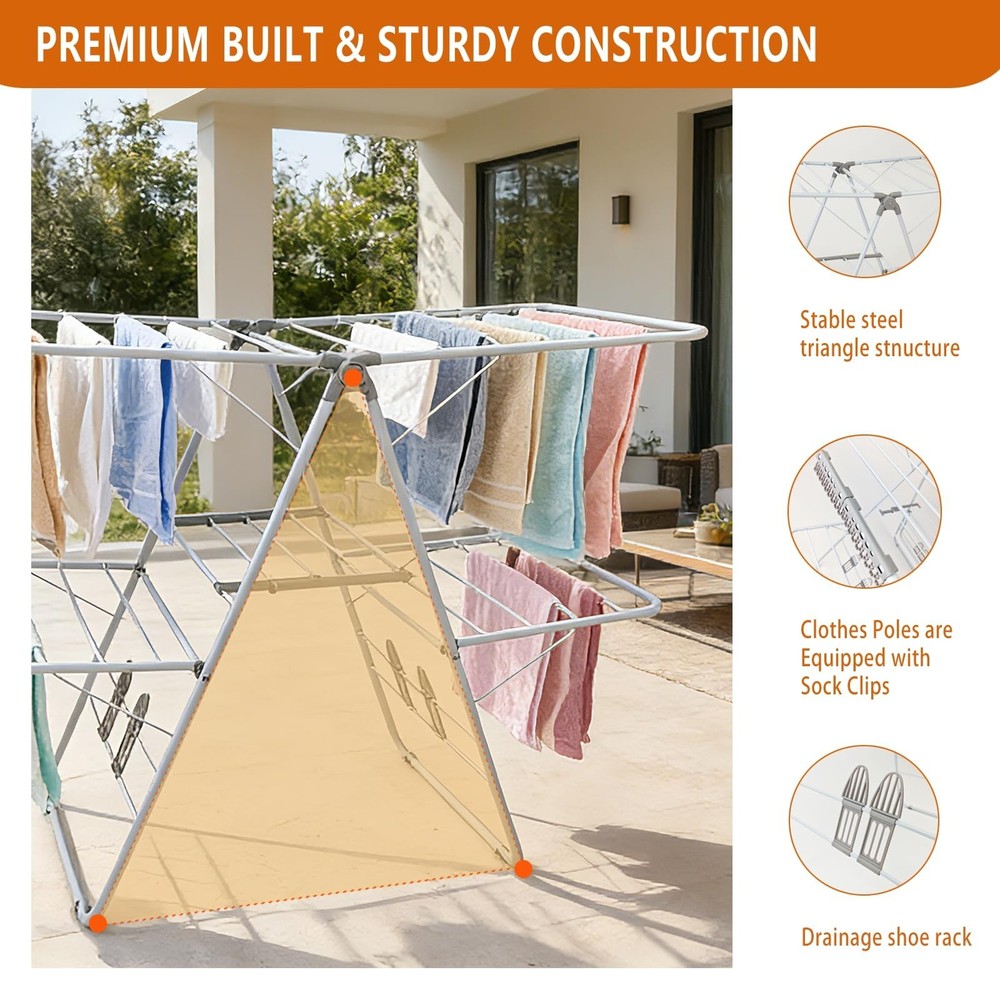 Clothes Drying Rack, Foldable 2-Level Laundry Racks for Drying Clothes Rack,S...