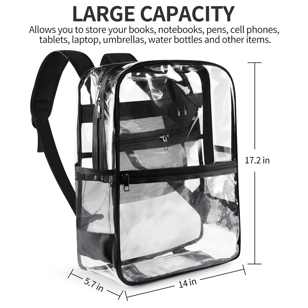 Clear backpack,Clear Backpack for School,Heavy Duty PVC Transparent Backpack,...
