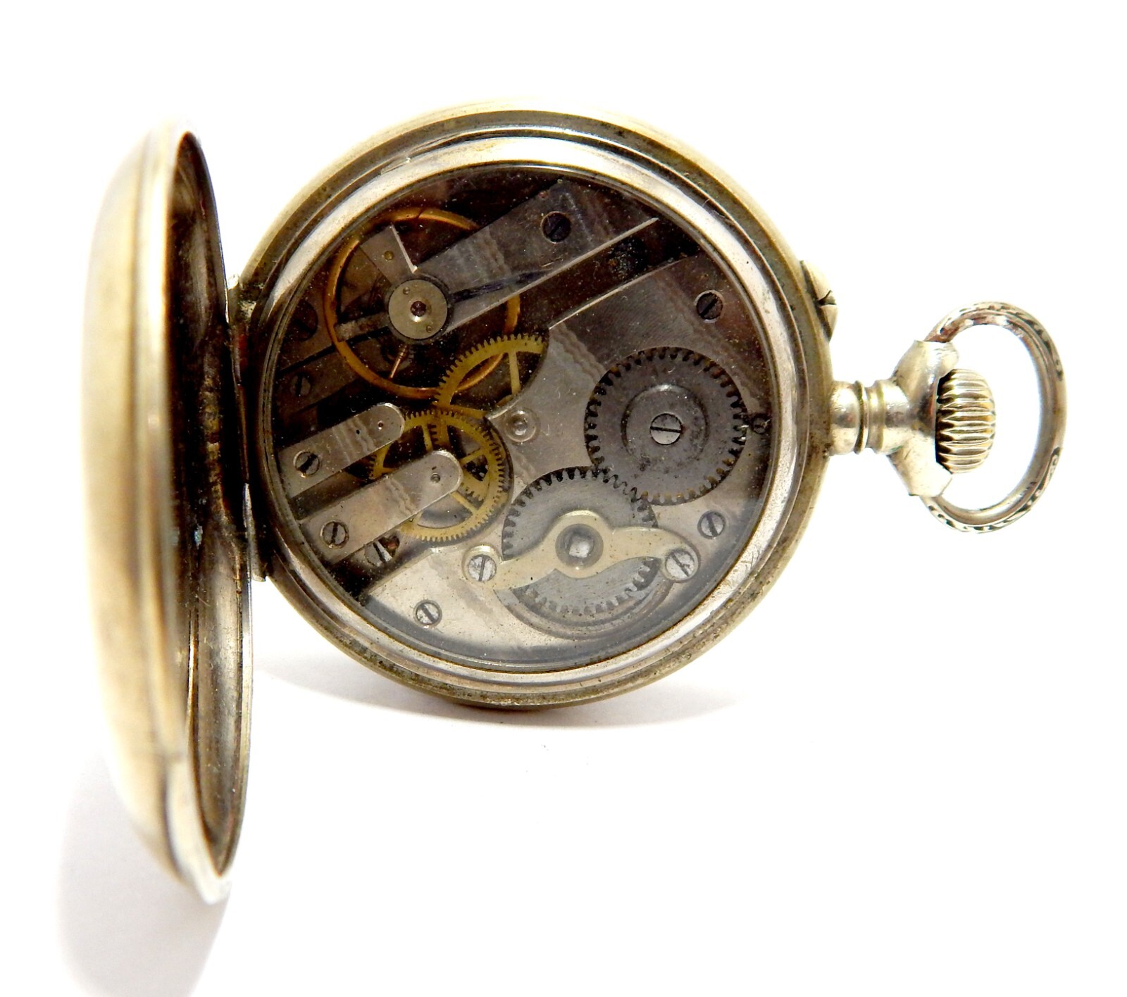 Pocket Watch Open Face Dial Porcelain Case Steel 50mm 1920c To Restore Parts