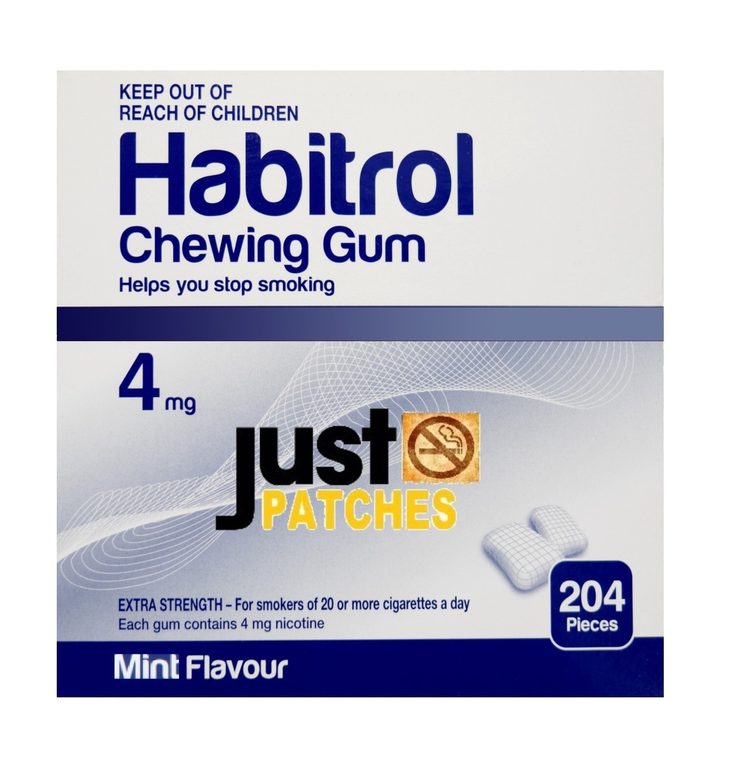 Habitrol Nicotine Gum 4 mg MINT Flavor (204 Pieces, 1 Box) NEW 09/2024