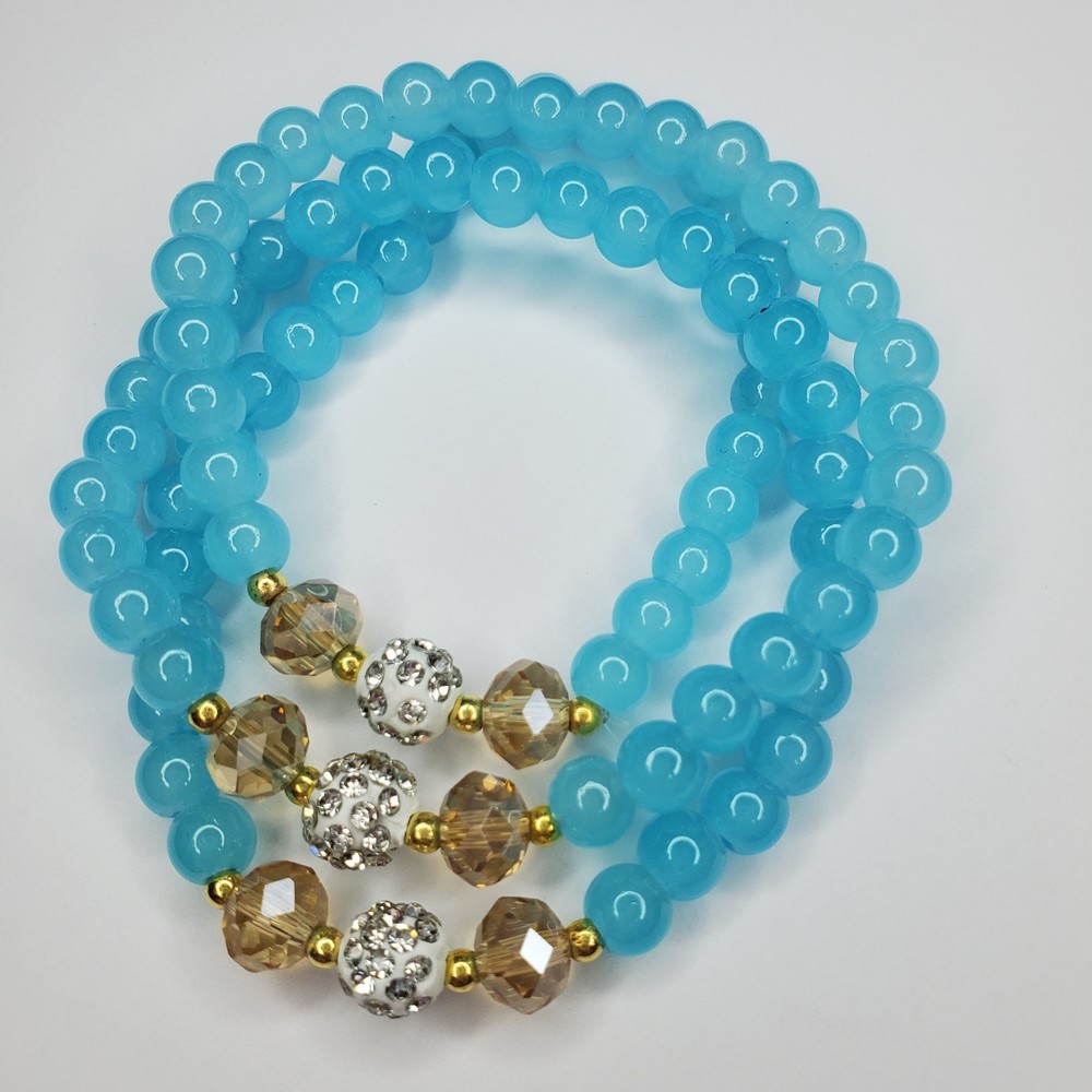 Hand crafted artisan unique gemstone bracelet - 3 layer