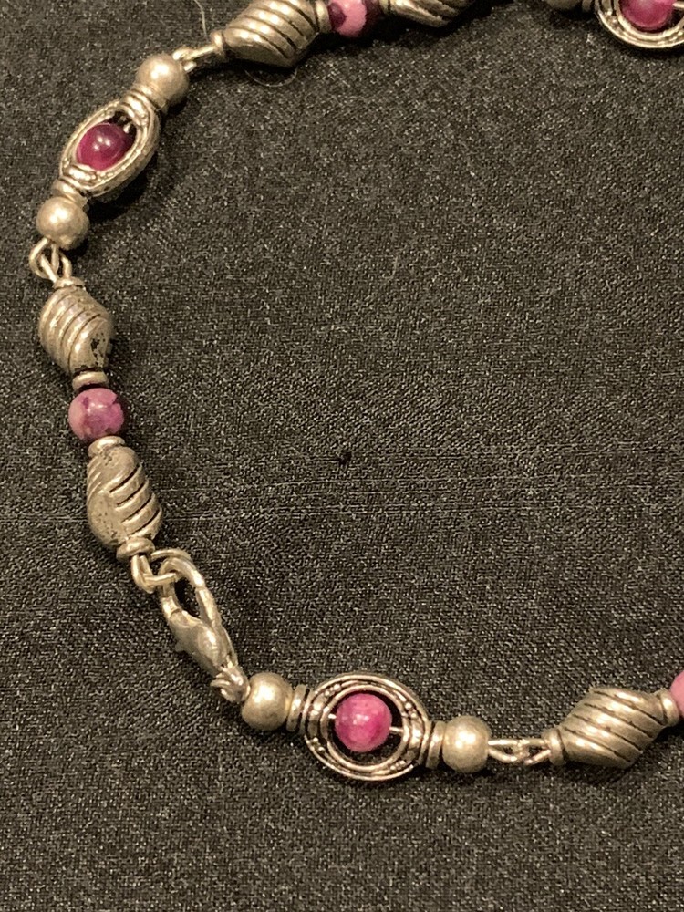 Pink Agate Bead Bracelet